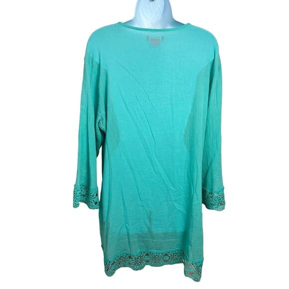 Isaac Mizrahi Daisy Swim Cover Up Women's Sz Large Beach Summer 3/4 Sleeve - Picture 6 of 8